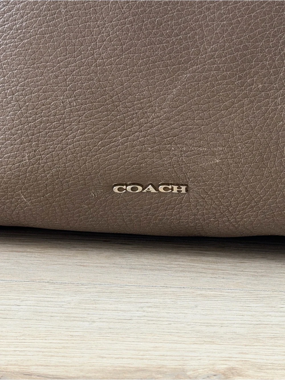 Coach Taupe Pebbled Leather Hobo Shoulder Bag